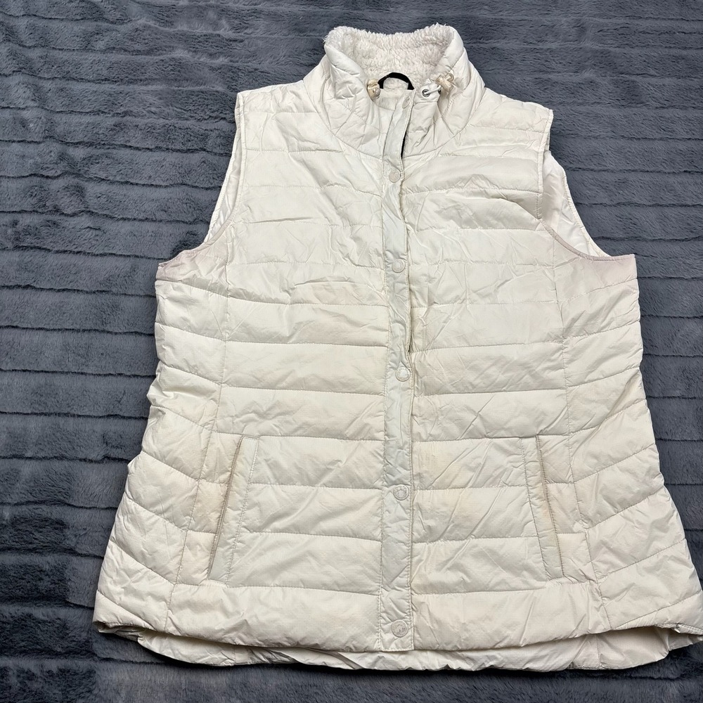 Calvin Klein Performance Womens Quilted Puffer Vest Cream White Large 11630